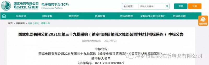 ?？死怪袠?biāo)國(guó)家電網(wǎng)有限公司2021年第三十九批采購(gòu)（輸變電項(xiàng)目第四次線路裝置性材料招標(biāo)采購(gòu)）項(xiàng)目